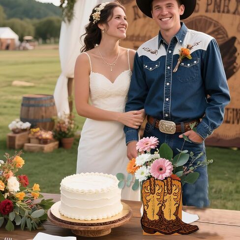12 Pcs Cowboy Boots Flower Boxes Boot Centerpieces for Tables Cowboy Boot Vase Party Decorations for Western Theme Cowboy Birthday Baby Shower Wedding Party Supplies in Saudi Arabia