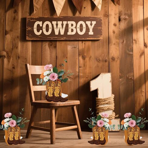 12 Pcs Cowboy Boots Flower Boxes Boot Centerpieces for Tables Cowboy Boot Vase Party Decorations for Western Theme Cowboy Birthday Baby Shower Wedding Party Supplies in Saudi Arabia