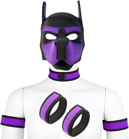 Neoprene Puppy Hood Mask Removable Halloween Dog Head Mask Costume Accessory (Black, Mask kit) in Saudi Arabia