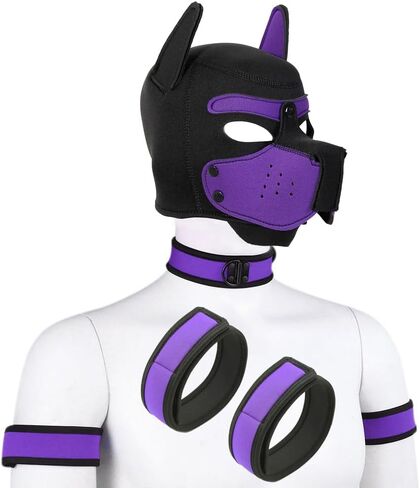 Neoprene Puppy Hood Mask Removable Halloween Dog Head Mask Costume Accessory (Black, Mask kit) in Saudi Arabia