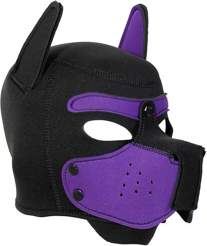Neoprene Puppy Hood Mask Removable Halloween Dog Head Mask Costume Accessory (Black, Mask kit) in Saudi Arabia