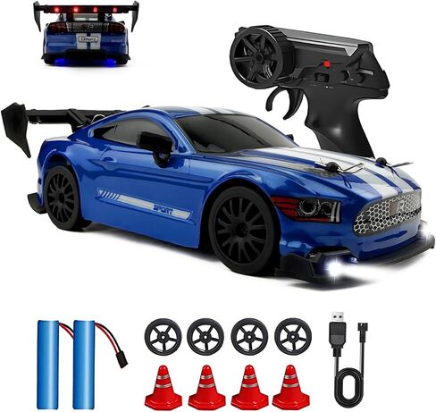 1:24 RC Drift 2.4GHz with LED Light, Race Car Toys for Boy Girl 8-12 Years Old, Speed Adjustable 25Km/H,High Speed RC Racing Cars Perfect Toy Gift for Boys & Girls (Blue) in Kuwait