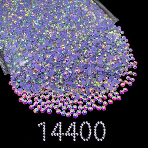 Hotfix Rhinestones Bulk ، 14400pcs Glass Gems Beads Rhinestone Beads ، Hot Fix Rhinestons for Beazzling ، Crafts Comply Diy ، Neon White ، SS10 in Kuwait