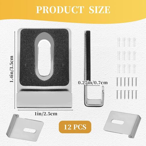 12 Pcs Metal Mirror Holder Clips, Wide Channel Mirror Hanging Kit, Heavy Duty Mirror Holders for Wall Mounting, Frameless Mirror Mounting Hardware, Mirror Hangers Retainer with Screw Fit 1/4"(Black) in Kuwait