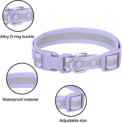 KOLODOGO Waterproof Dog Collar - Reflective Adjustable Collar Durable Collars for Small Medium Large Dogs Easy Clean PVC Material - Multiple Colors Sizes (S, M, L) in Saudi Arabia