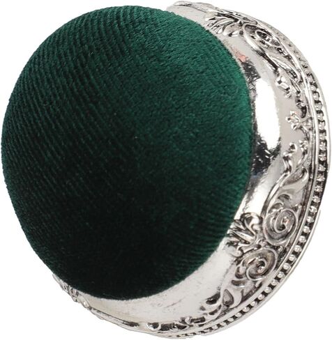 Vintage Pin Cushion, Elastic Needle Holder with 50pcs Needles for Sewing, Quilting, Knitting, Beautiful Pattern, Metal Base, Ball Shaped Needle Pin Holder for Sewing (Green in Saudi Arabia