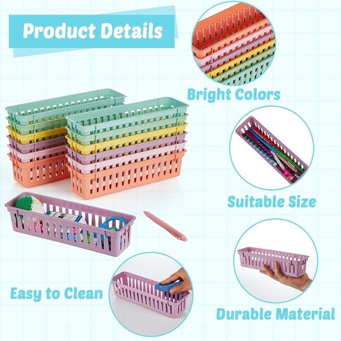 GISGFIM 12 PCS Boho Pencil Holder for Desk Kids Colorful Pen Basket Tray لتنظيم الفصول الدراسية تخزين القلم الرصاص Caddy Cute Cleat for Library Teacher School School Securd in Saudi Arabia