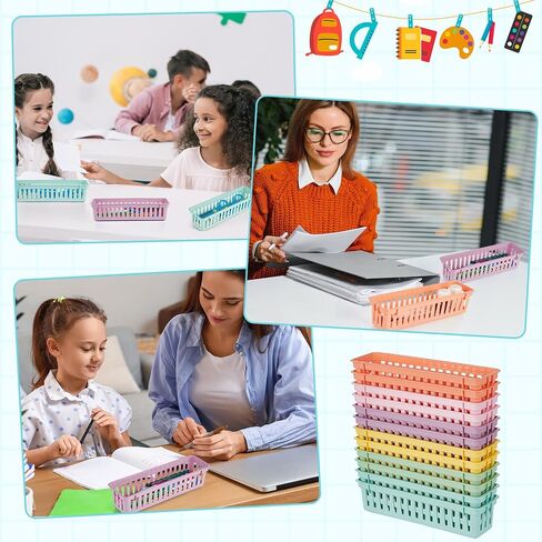 GISGFIM 12 PCS Boho Pencil Holder for Desk Kids Colorful Pen Basket Tray لتنظيم الفصول الدراسية تخزين القلم الرصاص Caddy Cute Cleat for Library Teacher School School Securd in Saudi Arabia