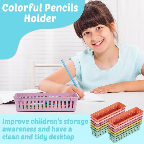 GISGFIM 12 PCS Boho Pencil Holder for Desk Kids Colorful Pen Basket Tray لتنظيم الفصول الدراسية تخزين القلم الرصاص Caddy Cute Cleat for Library Teacher School School Securd in Saudi Arabia