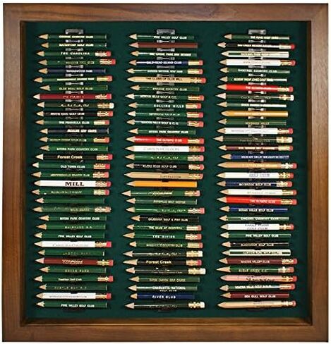 Eureka Golf Pencil Display Case with Acrylic Cover | يحمل 96 جولة أو أقلام سداسية | إنهاء الجوز | صنعت الولايات المتحدة الأمريكية in Kuwait