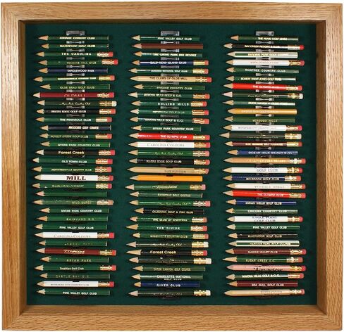 Eureka Golf Pencil Display Case with Acrylic Cover | يحمل 96 جولة أو أقلام سداسية | إنهاء الجوز | صنعت الولايات المتحدة الأمريكية in Kuwait