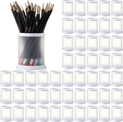 Sherr 50 pcs Pen Holder Cups Bulk for Desktop Storage Plastic Stationery Round Pencil Makeup Marker Organizers Cosmetics Makeup Brush Container for Office Desk Home School Supplies (White) in Saudi Arabia