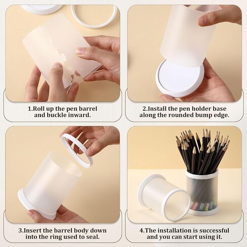 Sherr 50 pcs Pen Holder Cups Bulk for Desktop Storage Plastic Stationery Round Pencil Makeup Marker Organizers Cosmetics Makeup Brush Container for Office Desk Home School Supplies (White) in Saudi Arabia