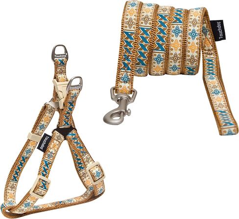 Touchdog 'Caliber' Designer Designer Fashion Pet Dog Cog and Harness مجموعة ، صغيرة ، بنية in Kuwait