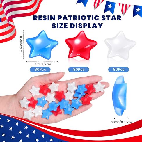 Weysat 240 Pcs Glow in Dark 4th of July Vase Filler Patriotic Acrylic Star Gem Bead Resin Luminous Star Crystal Red White Blue Decor for Memorial Independence Day Party Tabletop, 0.8/0.2 Inch(Mixed) in Kuwait