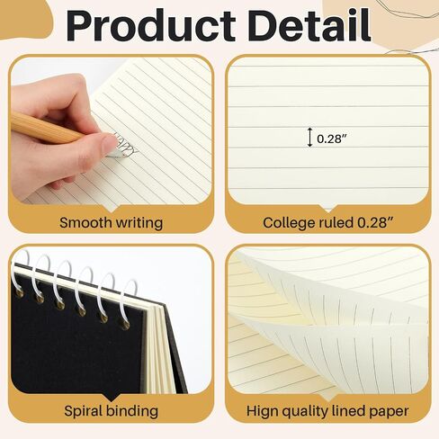 Jutom 2 Pcs Small Left Handed Notebooks 5 x 8 Inches Lefty Spiral Wire Bound Notebooks 100 Pages College Ruled Lefty Spiral Journal School Supplies Gifts, Hard Cover(Natural) in Saudi Arabia