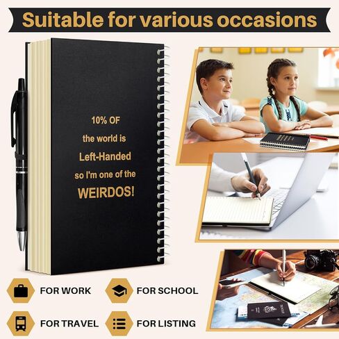 Jutom 2 Pcs Small Left Handed Notebooks 5 x 8 Inches Lefty Spiral Wire Bound Notebooks 100 Pages College Ruled Lefty Spiral Journal School Supplies Gifts, Hard Cover(Natural) in Saudi Arabia