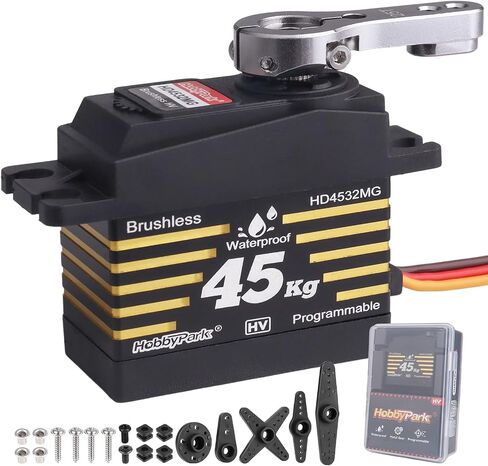 HobbyPark 45kg Servo High Torque Waterproof RC Steering Servo Metal Gear Digital Servo Stainless Steel Gears for 1/7 1/8 1/10 RC Crawler Car Truck Buggy Powerful & Fast (Coreless Motor) in Saudi Arabia