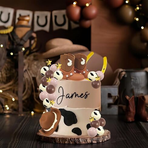 Memovan 24pcs Cowboy Rodeo Cake Topper Cowboy Western Cake Decorations Hat Bowboy Hat و Boot Cake Cupcake مع الكرات وزخارف حدوة الحصان للاستحمام الطفل أولا روديو عيد ميلاد Vaquero in Kuwait
