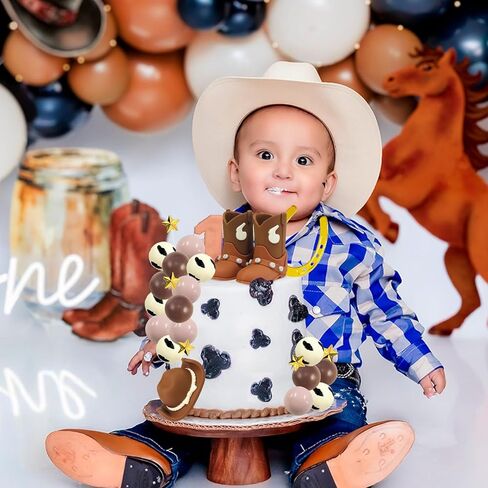 Memovan 24pcs Cowboy Rodeo Cake Topper Cowboy Western Cake Decorations Hat Bowboy Hat و Boot Cake Cupcake مع الكرات وزخارف حدوة الحصان للاستحمام الطفل أولا روديو عيد ميلاد Vaquero in Kuwait