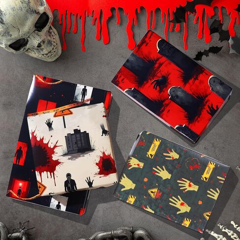 Pineraap Horror & Tempension Biohazard موضوع الالتفاف ورقة 12 أوراق شرير غيبوبة الهدايا غلاف لعشاق الرعب ، عشاق التشويق ، 20 "× 28" in Kuwait