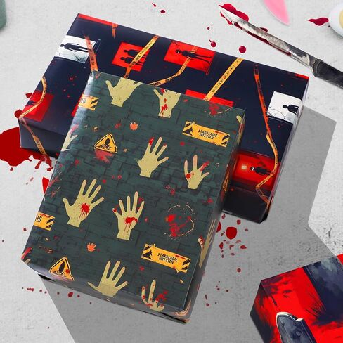 Pineraap Horror & Tempension Biohazard موضوع الالتفاف ورقة 12 أوراق شرير غيبوبة الهدايا غلاف لعشاق الرعب ، عشاق التشويق ، 20 "× 28" in Kuwait