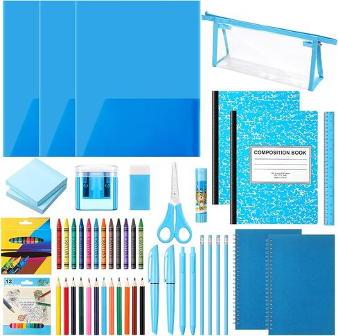 48 Pcs Back to School Supplies Kit Grad School Essentials Bundle Include Folders Notebooks Rulers Scissors Pencils Pens and Much More(Pink) in Saudi Arabia