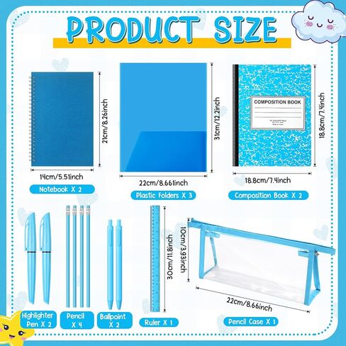 48 Pcs Back to School Supplies Kit Grad School Essentials Bundle Include Folders Notebooks Rulers Scissors Pencils Pens and Much More(Pink) in Saudi Arabia