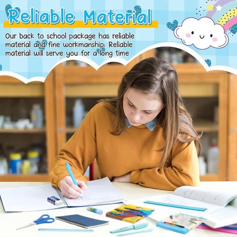 48 Pcs Back to School Supplies Kit Grad School Essentials Bundle Include Folders Notebooks Rulers Scissors Pencils Pens and Much More(Pink) in Saudi Arabia