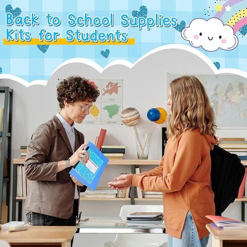48 Pcs Back to School Supplies Kit Grad School Essentials Bundle Include Folders Notebooks Rulers Scissors Pencils Pens and Much More(Pink) in Saudi Arabia