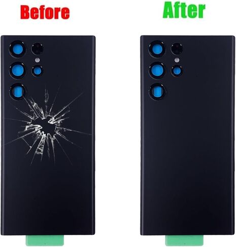 Galaxy S22 Ultra Back Glass Replacement Housing Door with Camera Glass Lens and Tape Parts Replacement for Samsung Galaxy S22 Ultra 5G SM-908 + Tools (Black) in Kuwait