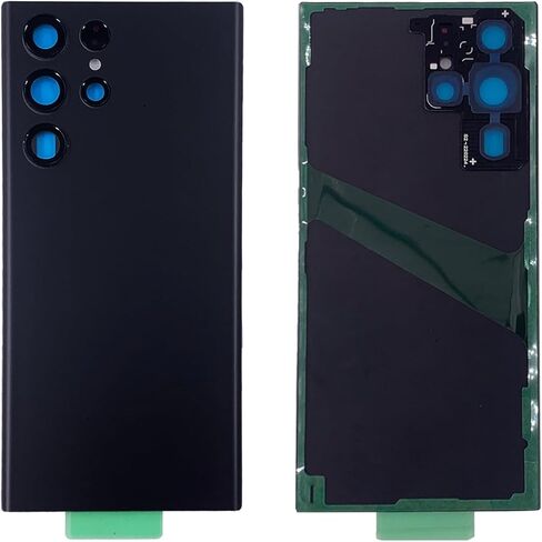 Galaxy S22 Ultra Back Glass Replacement Housing Door with Camera Glass Lens and Tape Parts Replacement for Samsung Galaxy S22 Ultra 5G SM-908 + Tools (Black) in Kuwait