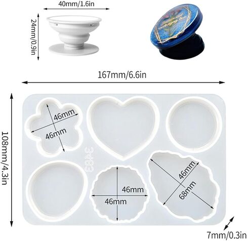 Round Flower Phone Grip Silicone Molds Love Shape Epoxy Resin Molds for DIY Customizable Phone Grip with 10 Pcs Sublimation Blanks Holders Cute Flower Design for Resin Jewelry Case Decor (Round) in Saudi Arabia