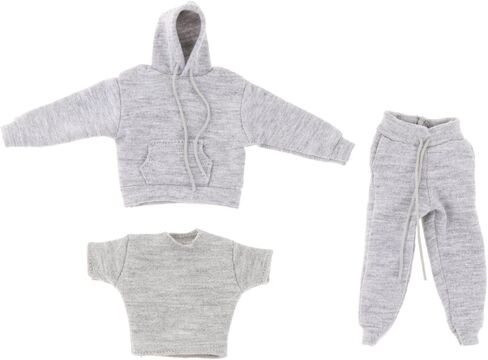 Yiju 3X 1:12 Man's Sweatshirt Outfit,1/12 Scale Figure Doll Clothes,Pants+Hoody Outfit Costume for 6 inch Action Figure Clothes Toy in Kuwait