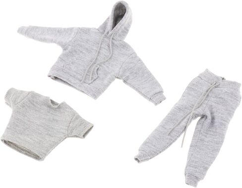 Yiju 3X 1:12 Man's Sweatshirt Outfit,1/12 Scale Figure Doll Clothes,Pants+Hoody Outfit Costume for 6 inch Action Figure Clothes Toy in Kuwait