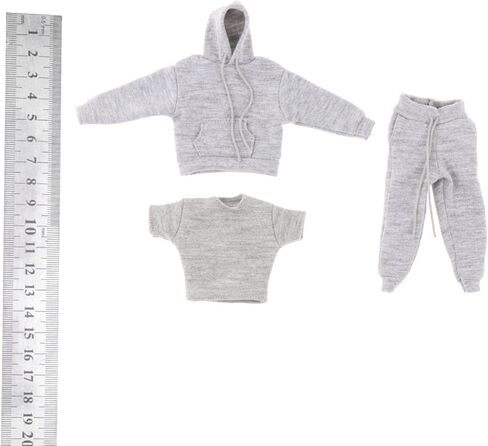 Yiju 3X 1:12 Man's Sweatshirt Outfit,1/12 Scale Figure Doll Clothes,Pants+Hoody Outfit Costume for 6 inch Action Figure Clothes Toy in Kuwait