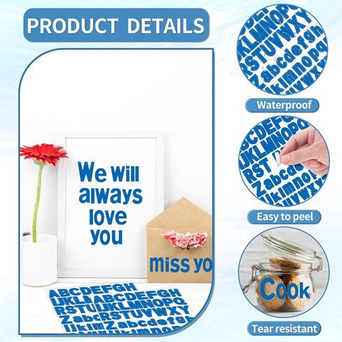 ملصقات رسائل 992pcs ، 16 ورقة ملصقات أبجدية ، 1 بوصة ، ملصقات رسائل قصاصات مقاومة للماء فينيل 1 بوصة. in Kuwait