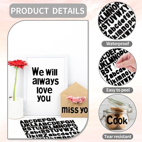 ملصقات رسائل 992pcs ، 16 ورقة ملصقات أبجدية ، 1 بوصة ، ملصقات رسائل قصاصات مقاومة للماء فينيل 1 بوصة. in Kuwait