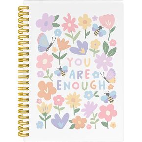 Boho Floral Inspirational Notebook Journal Motivational You Are Enough Notebooks for Note Taking, Pastel Floral Journals for Writing, Boho Hardcover Spiral Notebook Journal, 5.5x8.3 Inch