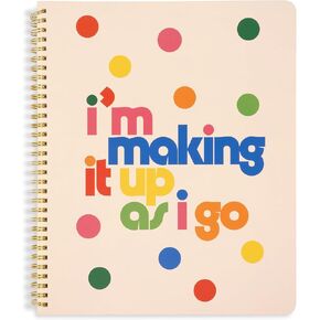 ban.do Floral Rough Draft Large Spiral Notebook, 11" x 9" with Pockets and 160 College Ruled Pages, Making It Up As I Go