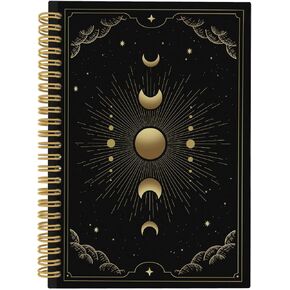 Witchy Gothic Spiral Notebook, Astrology Journal, Celestial Sun and Moon Phases 5.5"x8.3" 164pages Lined Notebooks College Ruled, Magic Notebook for Women, Astrology Gifts for Women