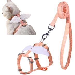 Angel Wings Pet Harness and Leash Set for Dogs & Cats, Adjustable I-Shaped Chest Strap, Padded Anti-Break Rope