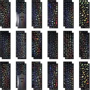 36 Sheets Holographic Kpop Deco Stickers Shiny Tiny Stickers Self Adhesive Clear Glitter Star Moon Kpop Sticker for Photocards Scrapbook Journal Craft Album DIY Decoration