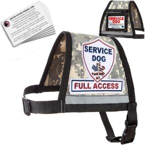 Complete Service Dog Vest with Exclusive Patch, ID Badge and Zipper Pocket (39" - 45" Girth (XL), Camouflage)