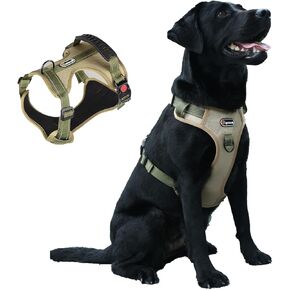 M Size Tactical Dog Harness No Pull Pet Vest Collar with Handle and Reflective Trim, Adjustable Chest Harnesses with Front & Back Leash Clips for Medium Dogs Training Walking Hiking Outdoors