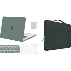 MOSISO Compatible with MacBook Pro 16 inch Case 2021 2022 Release A2485 M1, Multifunctional Sleeve Bag&Plastic Hard Cased&Keyboard Cover&Screen Protector&Storage Bag, Midnight Green