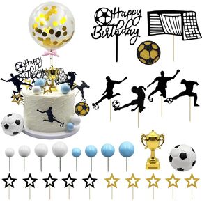 Soccer Cake Decoration Soccer Cake Toppers Football Cake Topper Sports Player Cupcake Topper for Boy Men Birthday Sport Themed Party Supplies