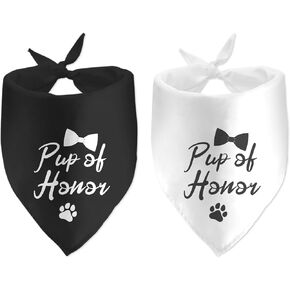 2 Pack Pup of Honor Maid Bridal Party Wedding Bandana Photo Prop Pet Scarf Accessories for Dog Lover
