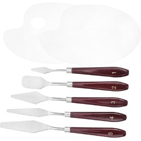 LIFKOME 1 Set Painting Tray Oval Color Mixer Plates with Scrapers for Artists for Mixing and Holding Paints Field