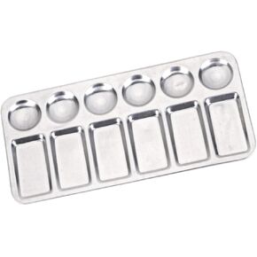 ARTIBETTER 2Pcs Aluminum Paint Mixing Tray Lightweight Artist Palette for Watercolor Oil Painting Easy to Clean Color Mixing Plate for Art Supplies and Craft Projects